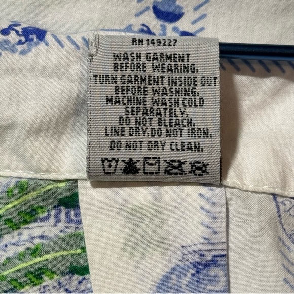 🌻 8 Oak Lane Ginger Jar Palm Button Down Sleep Shirt size XS/S Green & Blue - Picture 10 of 11